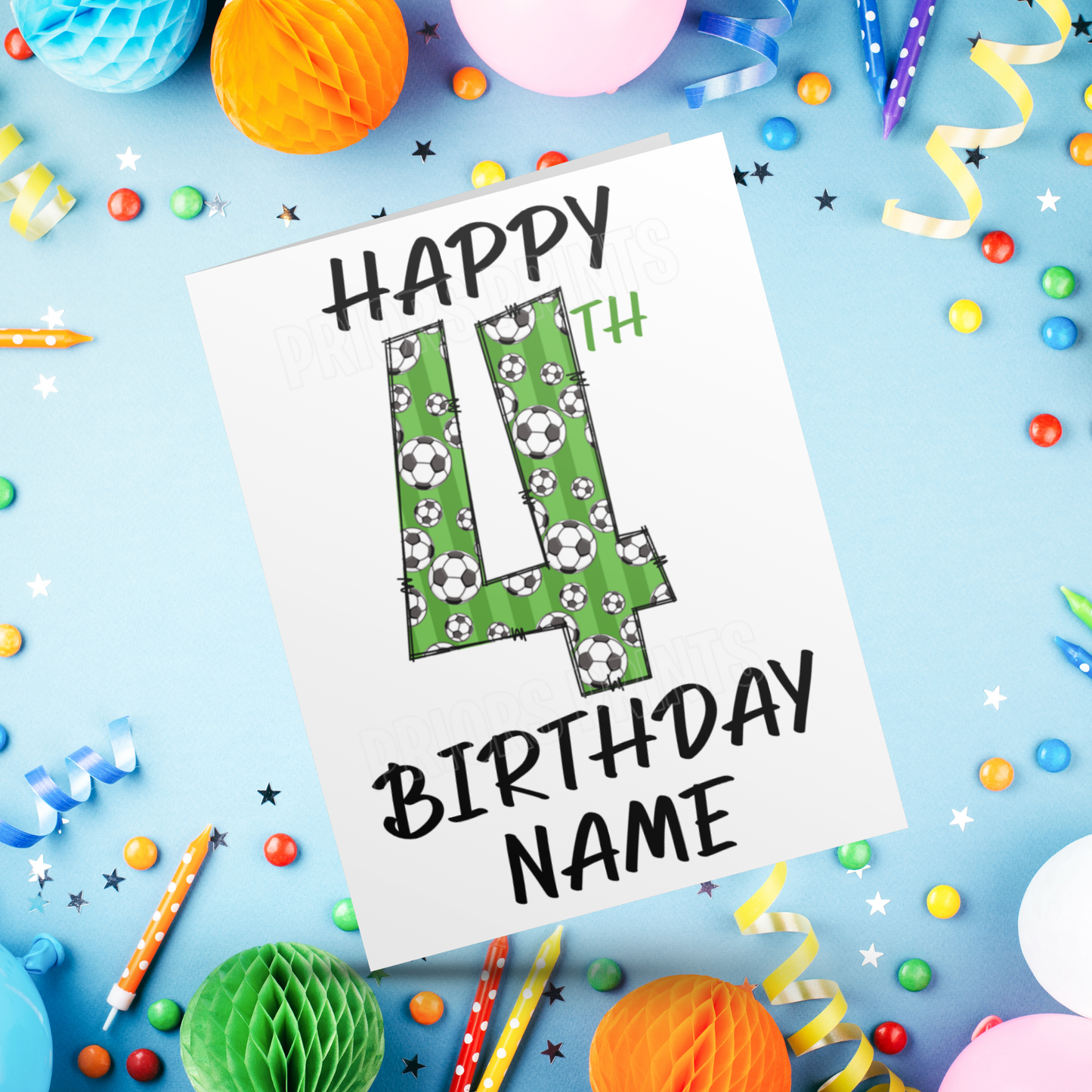 Personalised Green Football Birthday Card with age 1-20