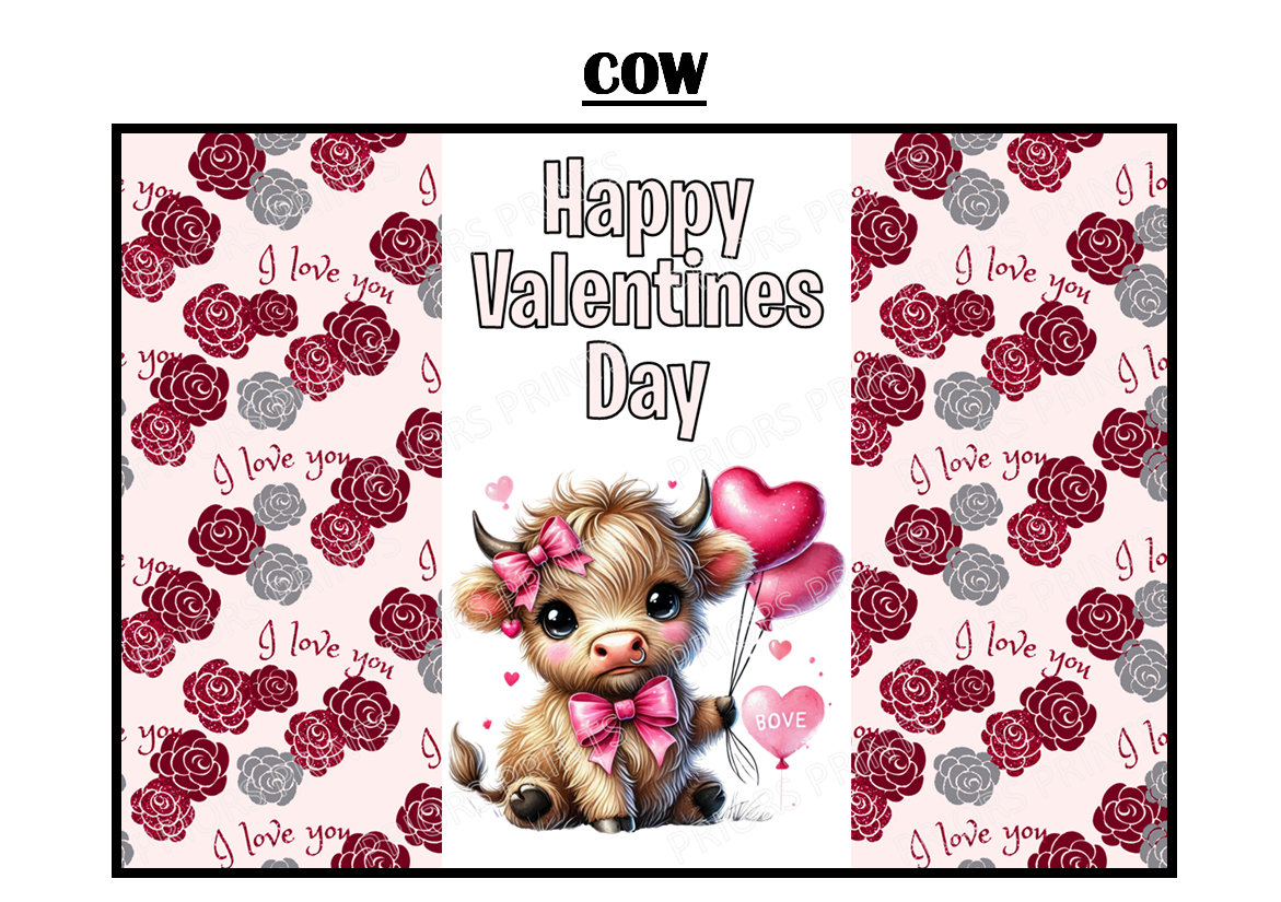 Cute Valentines Animals Chocolate Bar Wrappers