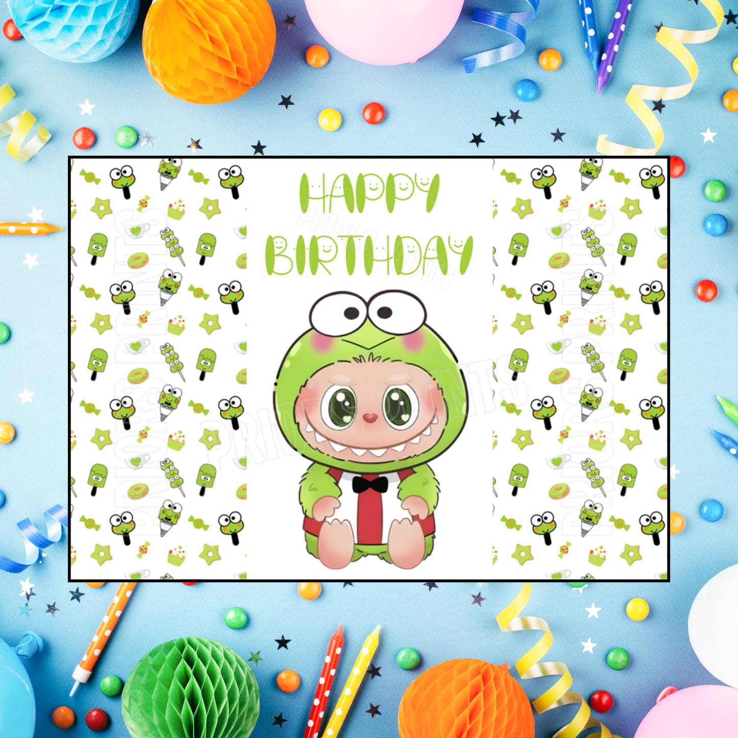 Labubu Dressed as Hello Kitty Characters Birthday Chocolate Bar Wrappers I Sanrio