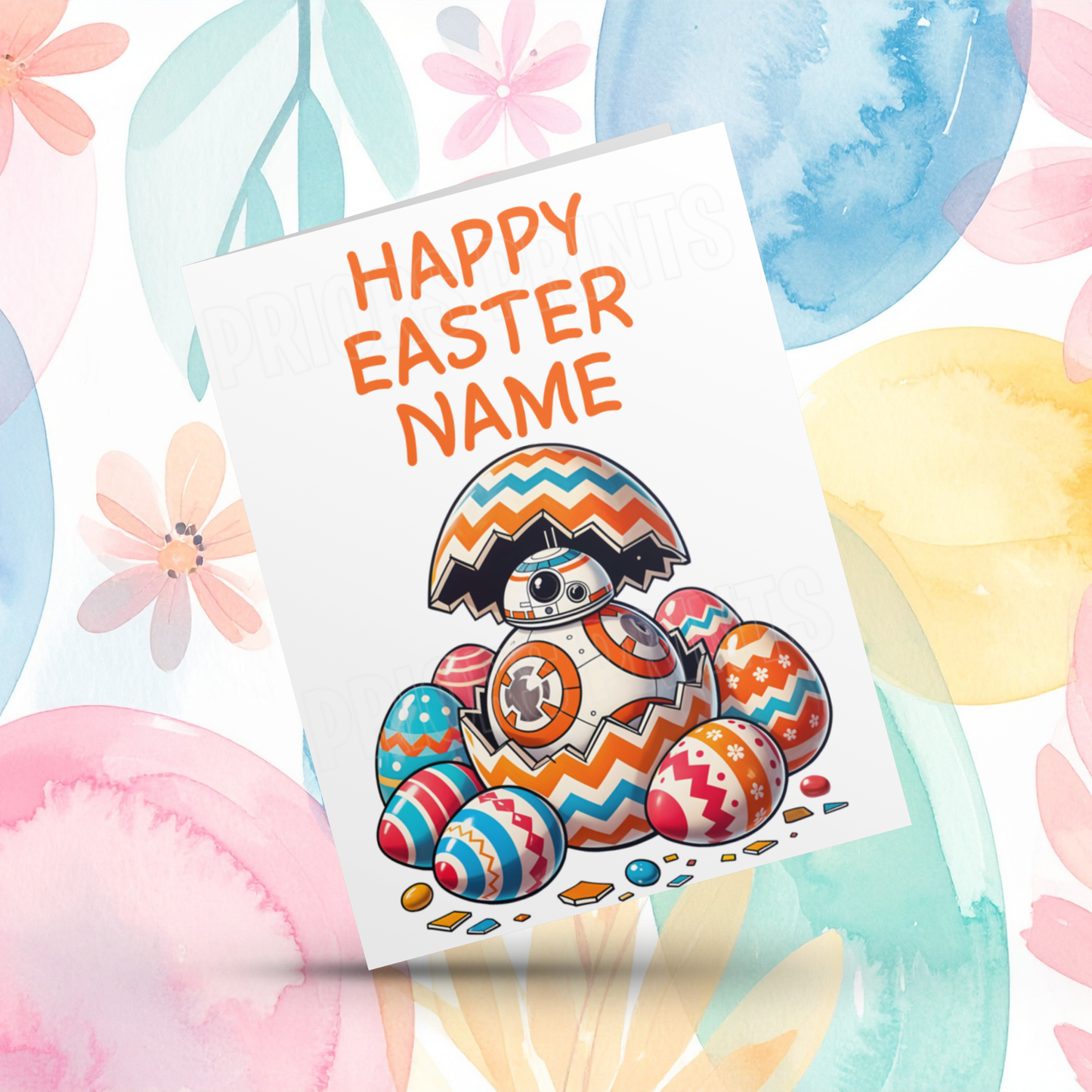 Mixed Characters in Easter Egg Personalised Easter Card- Listing 1