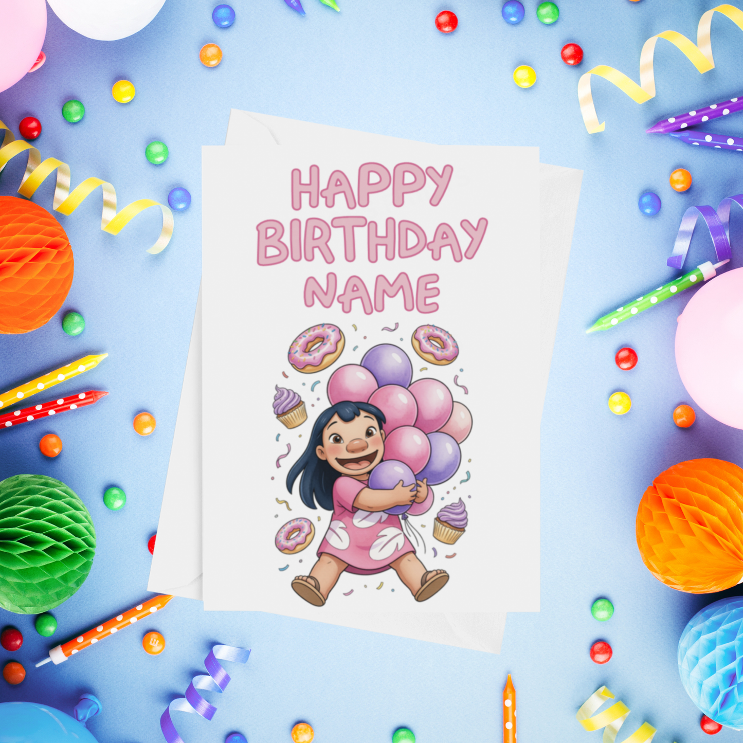 Angel, Lilo & Stitch Personalised Birthday Card