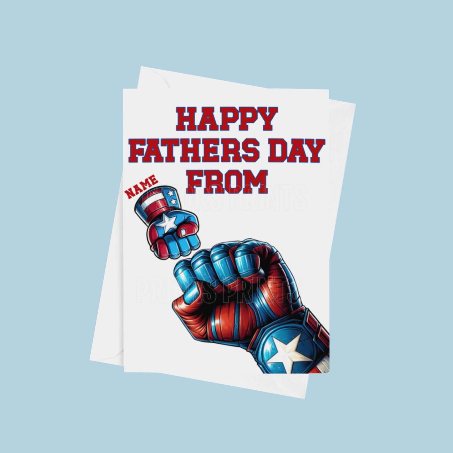 Personalised Captain America Fist Fathers Day Card for up to 5 Children