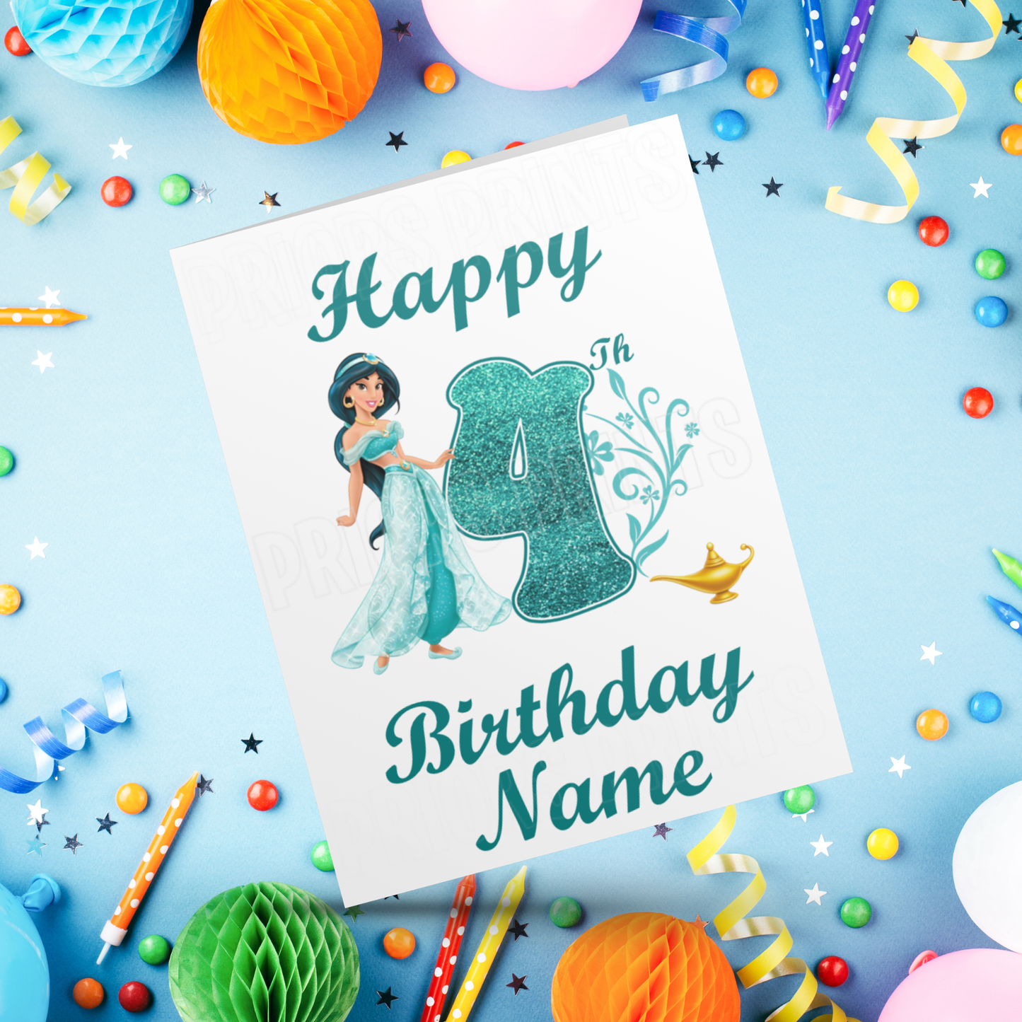 Personalised Jasmine Birthday Card with age 1-9 I Disney I Princess I Aladdin