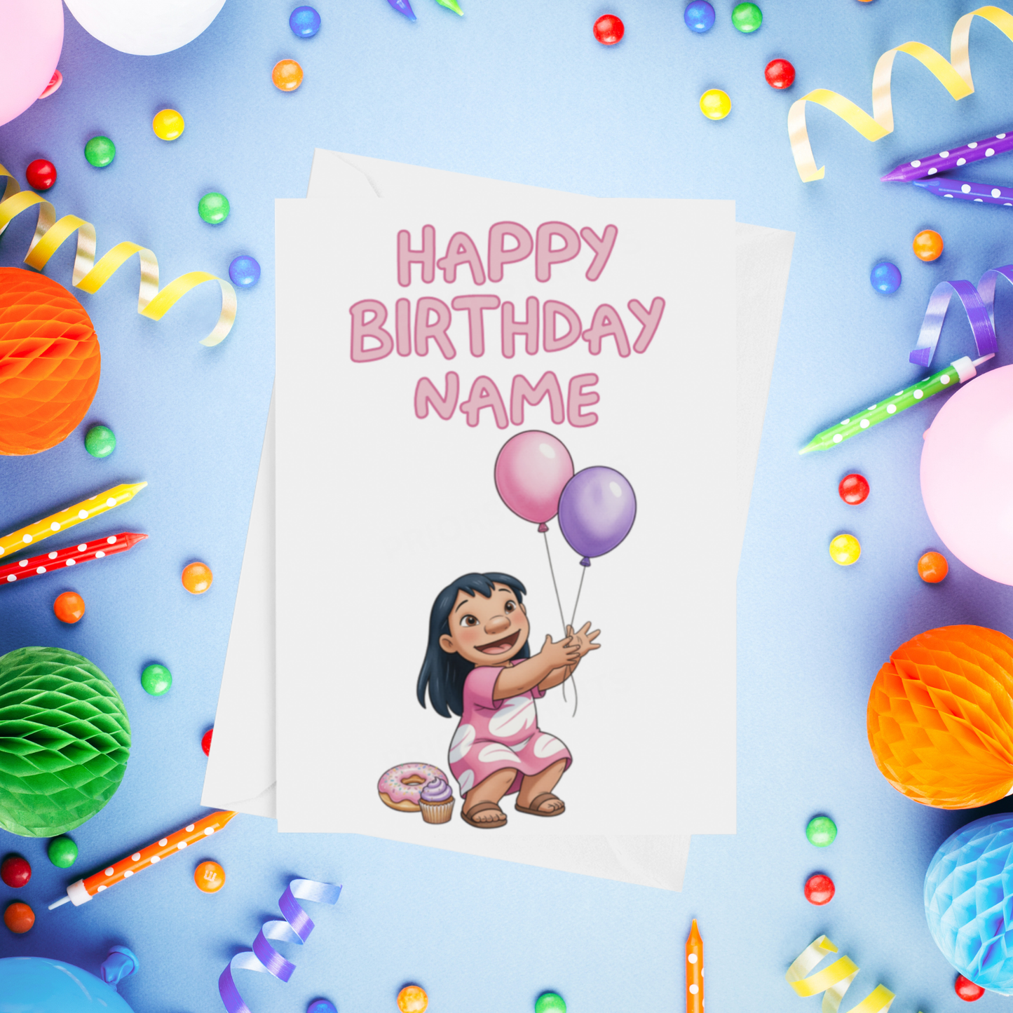 Angel, Lilo & Stitch Personalised Birthday Card