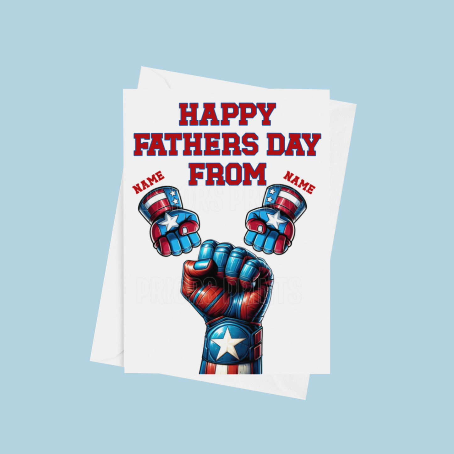 Personalised Captain America Fist Fathers Day Card for up to 5 Children