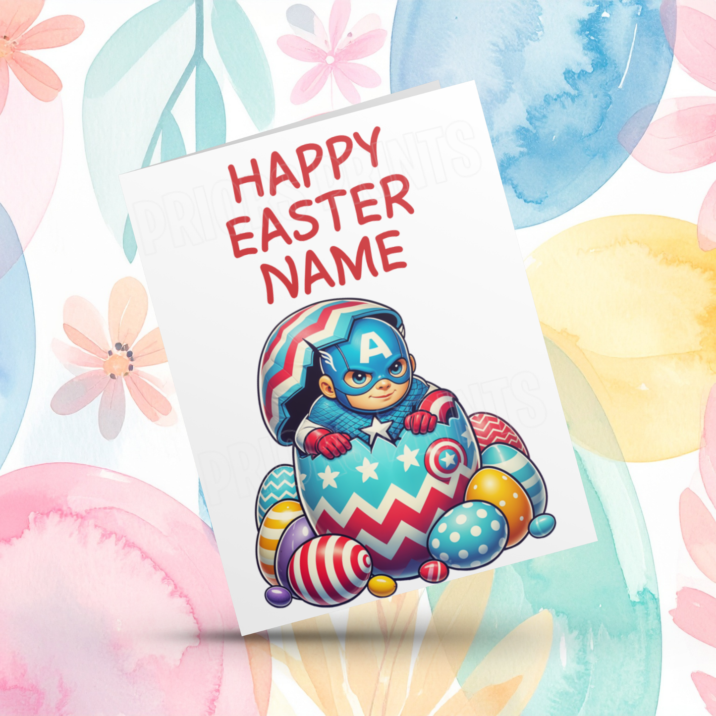 Mixed Characters in Easter Egg Personalised Easter Card- Listing 2