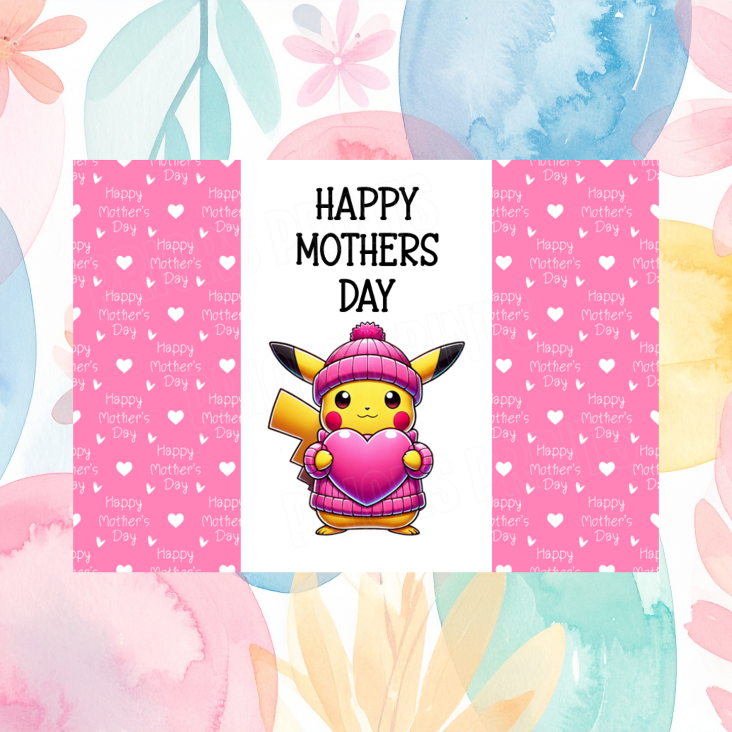 Characters with Pink Heart Happy Mothers Day Chocolate Bar Wrapper