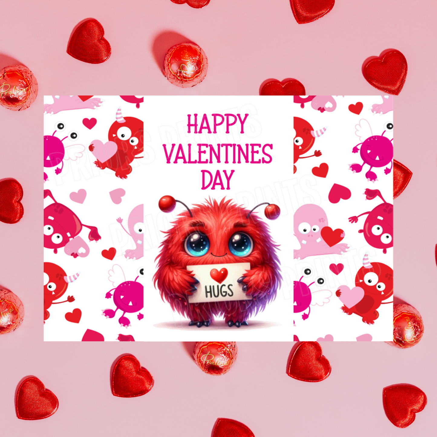 Cute Monsters Valentines Day Chocolate Bar Wrappers
