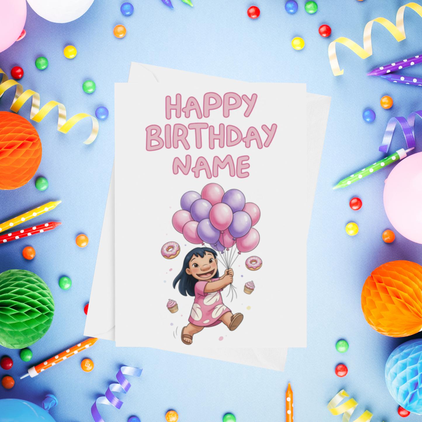 Angel, Lilo & Stitch Personalised Birthday Card