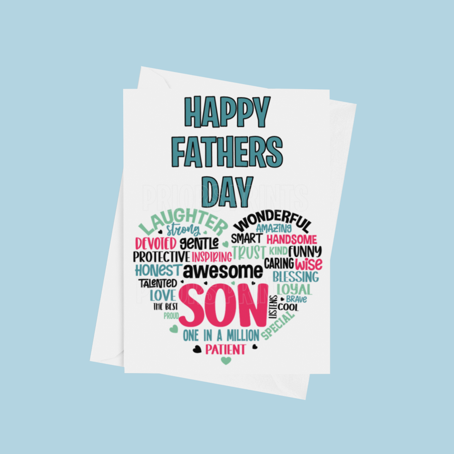 Happy Fathers Day Heart Quote Card for Dad, Daddy, Grandad, Uncle