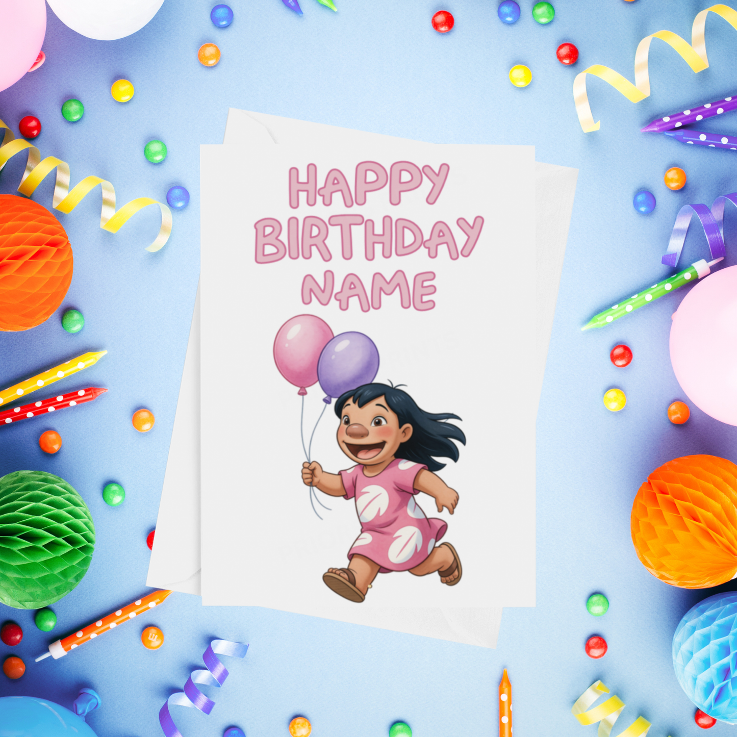 Angel, Lilo & Stitch Personalised Birthday Card
