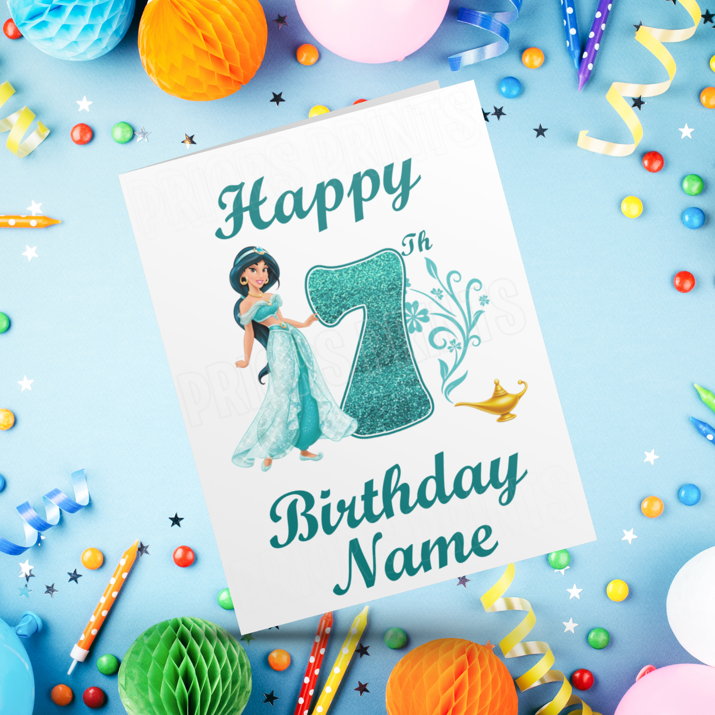Personalised Jasmine Birthday Card with age 1-9 I Disney I Princess I Aladdin