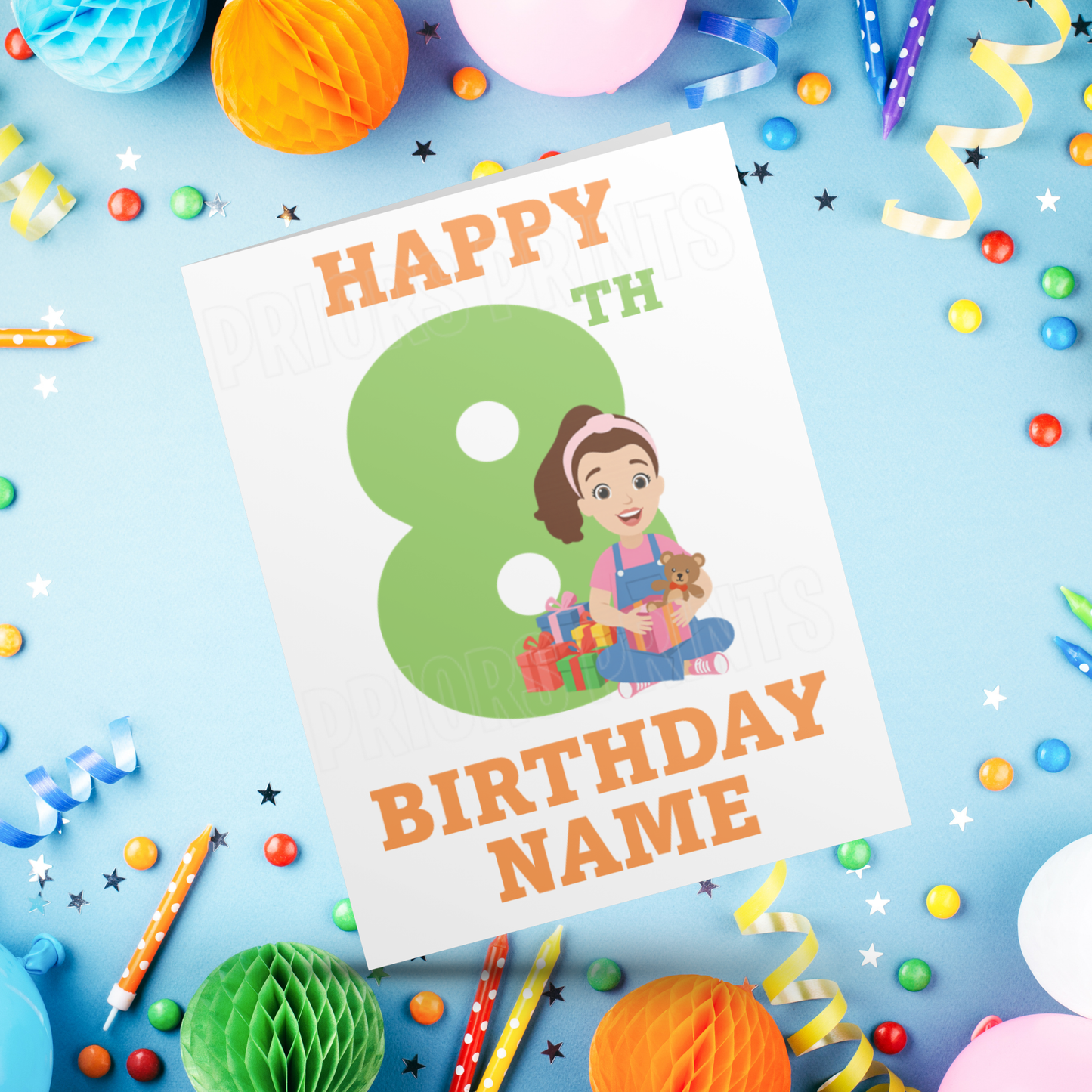 Ms Rachel Personalised Birthday Card with Age 1-9 years I Miss Rachel I Mrs Rachel