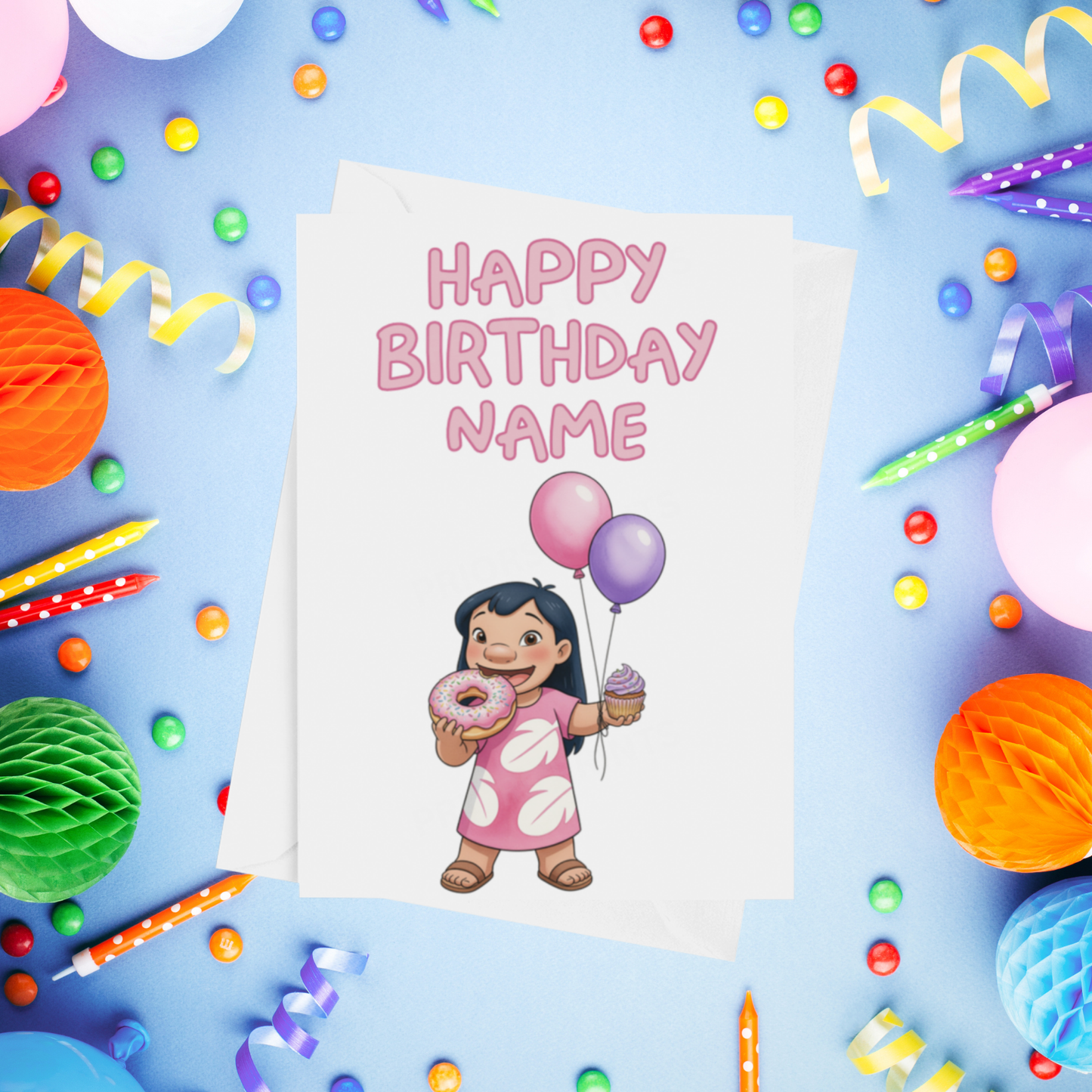 Angel, Lilo & Stitch Personalised Birthday Card