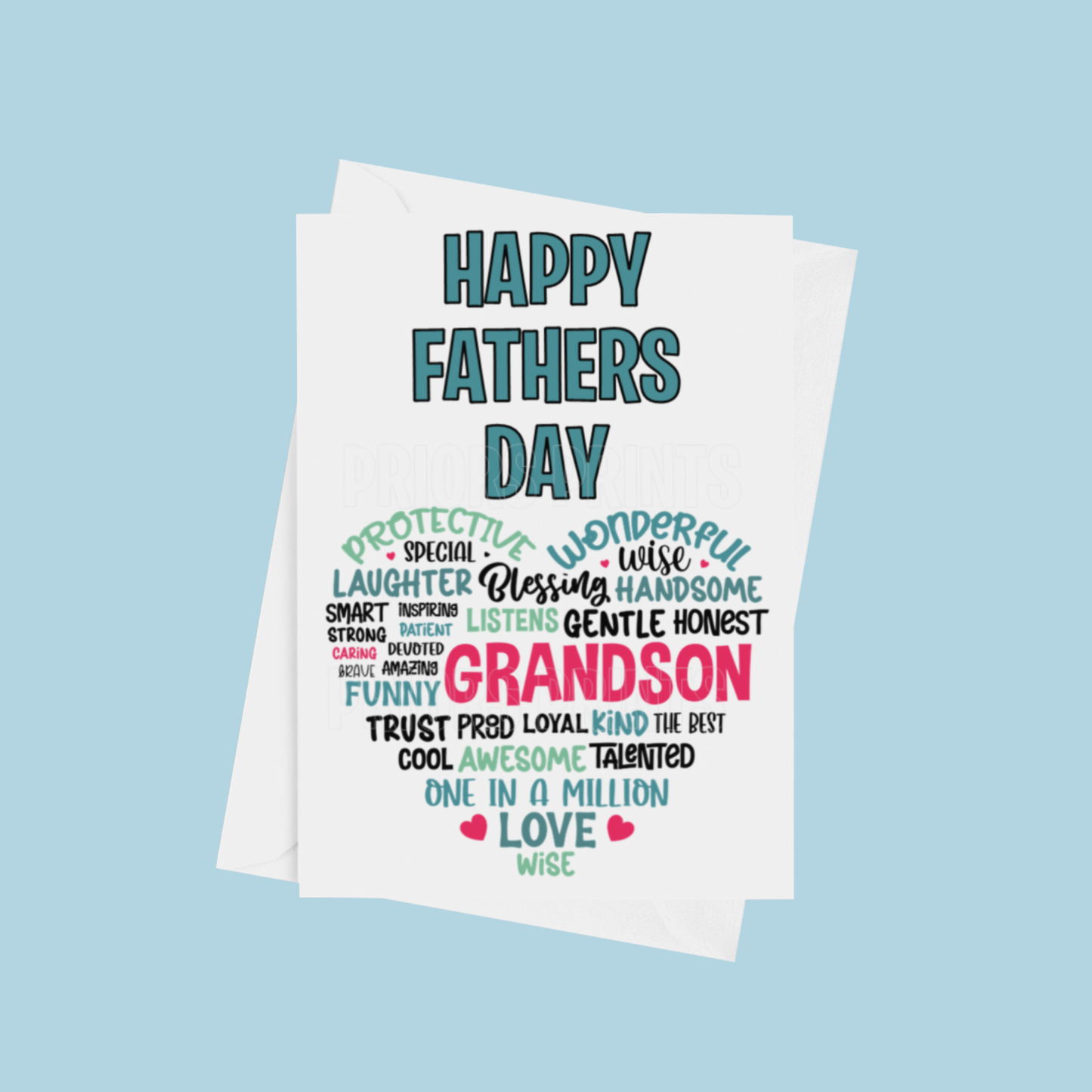 Happy Fathers Day Heart Quote Card for Dad, Daddy, Grandad, Uncle