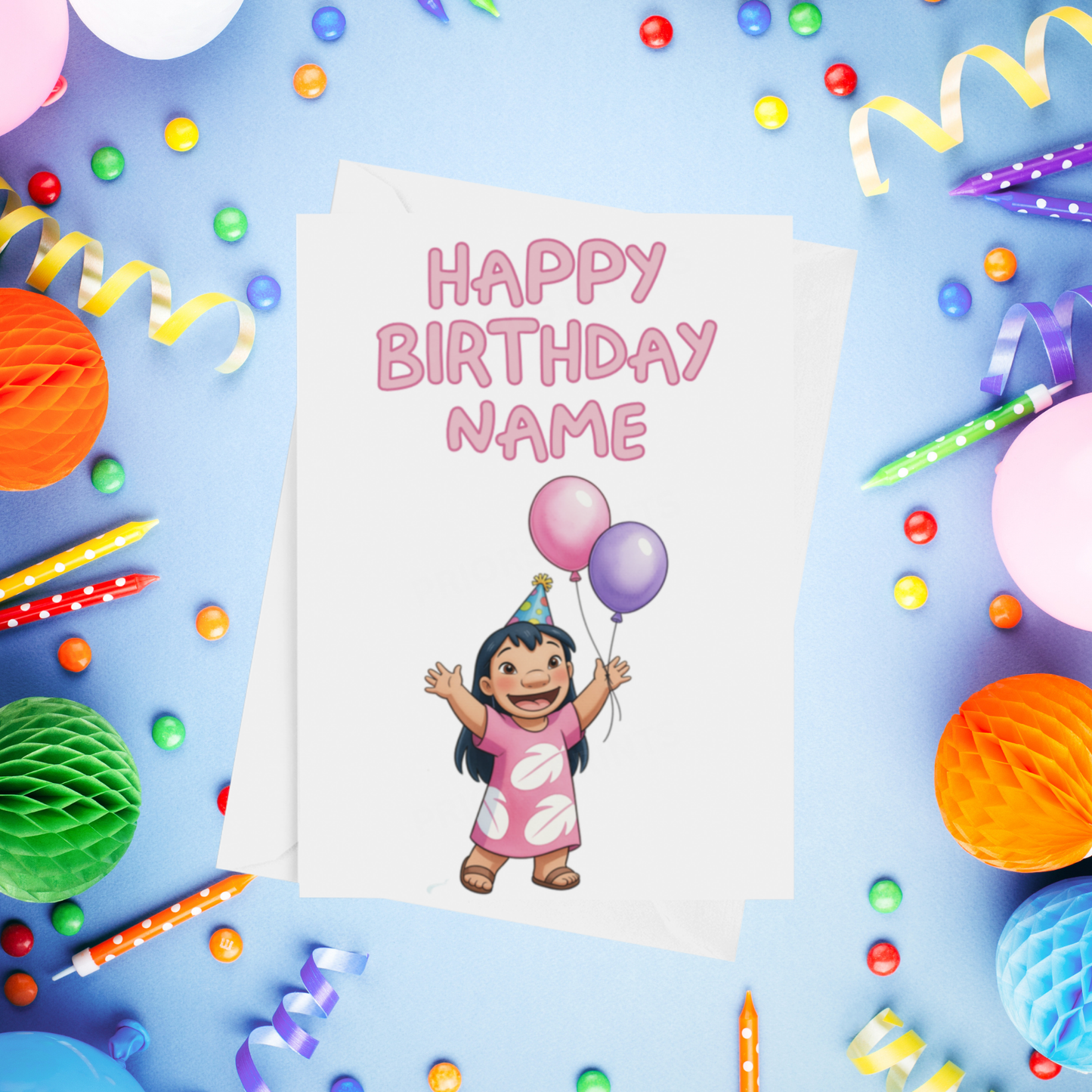 Angel, Lilo & Stitch Personalised Birthday Card