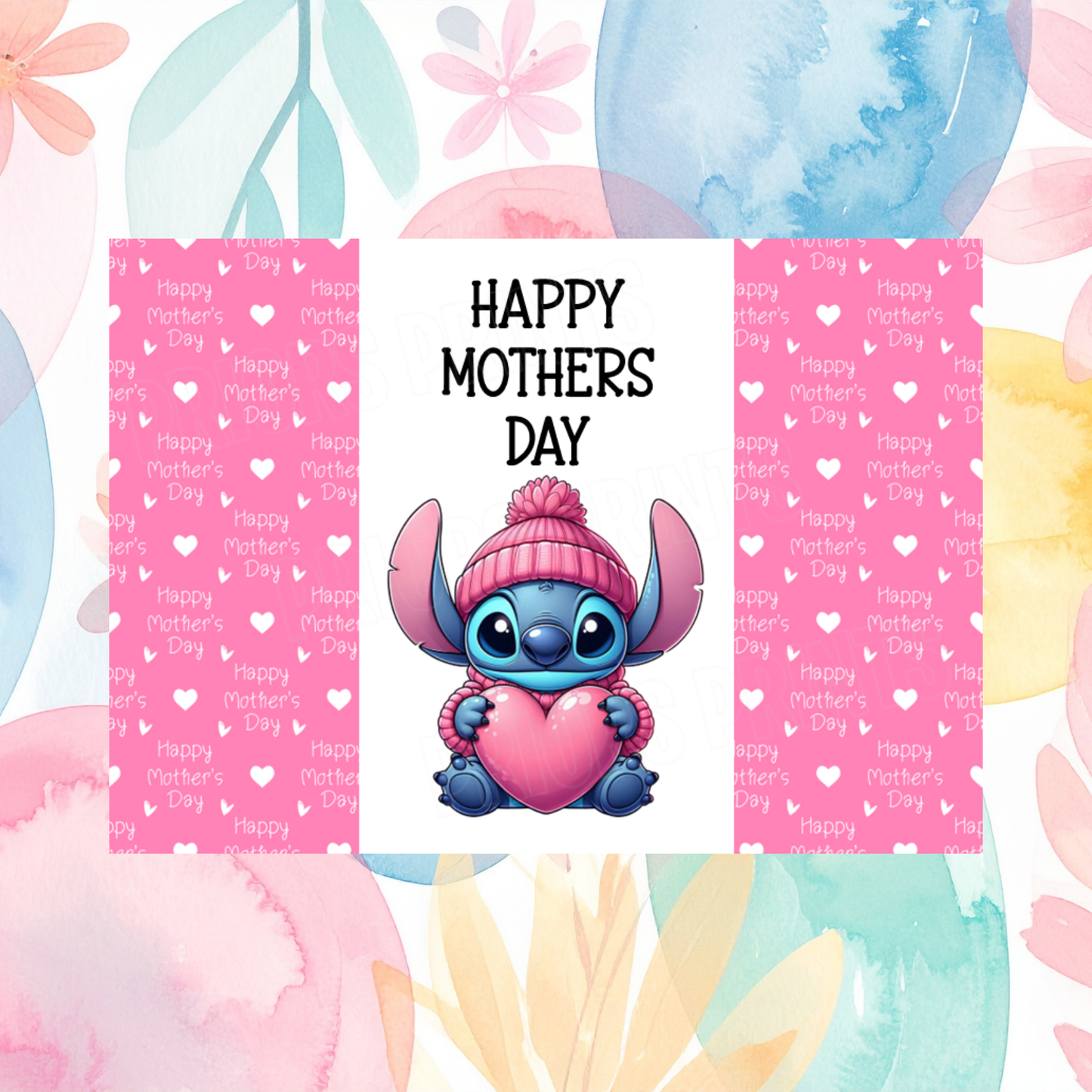 Characters with Pink Heart Happy Mothers Day Chocolate Bar Wrapper