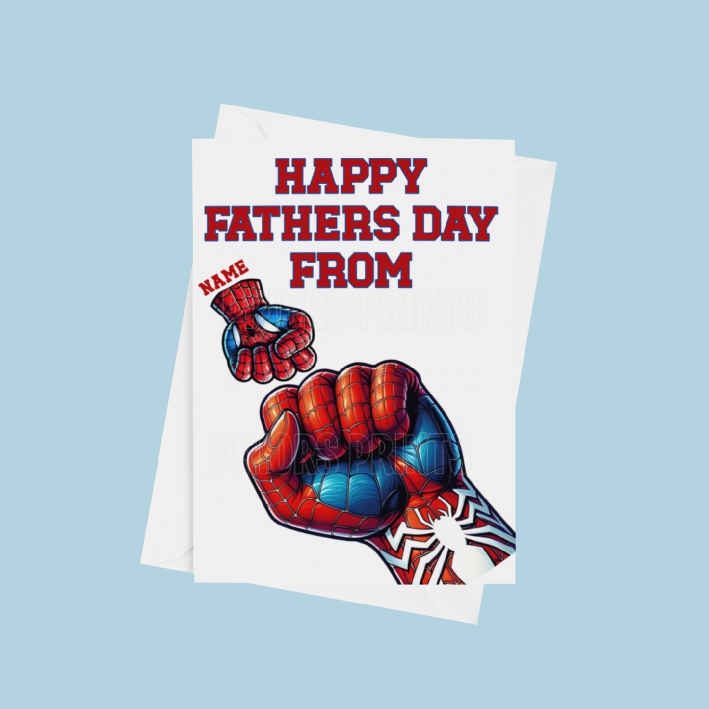 Personalised Spiderman Fist Fathers Day Card for up to 5 Children