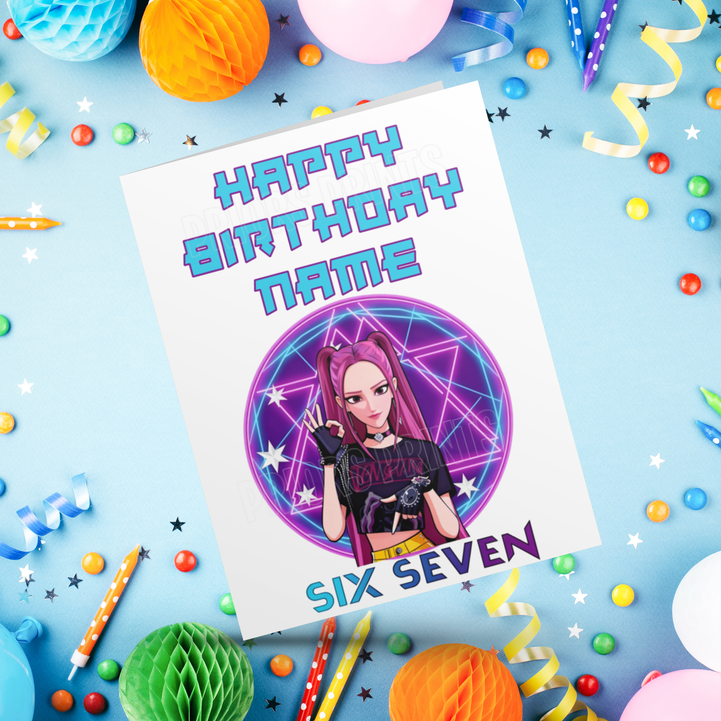 Six Seven K Pop Demon Hunters Personalised Birthday Card I 67 I 6 7 I Sixseven