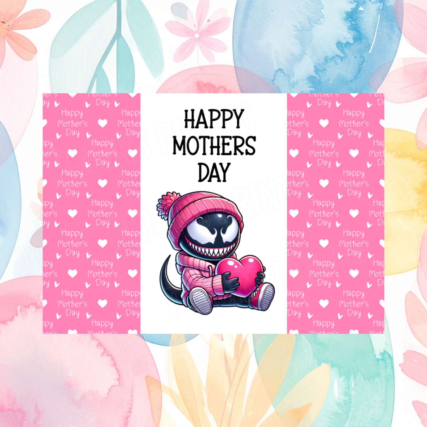 Characters with Pink Heart Happy Mothers Day Chocolate Bar Wrapper