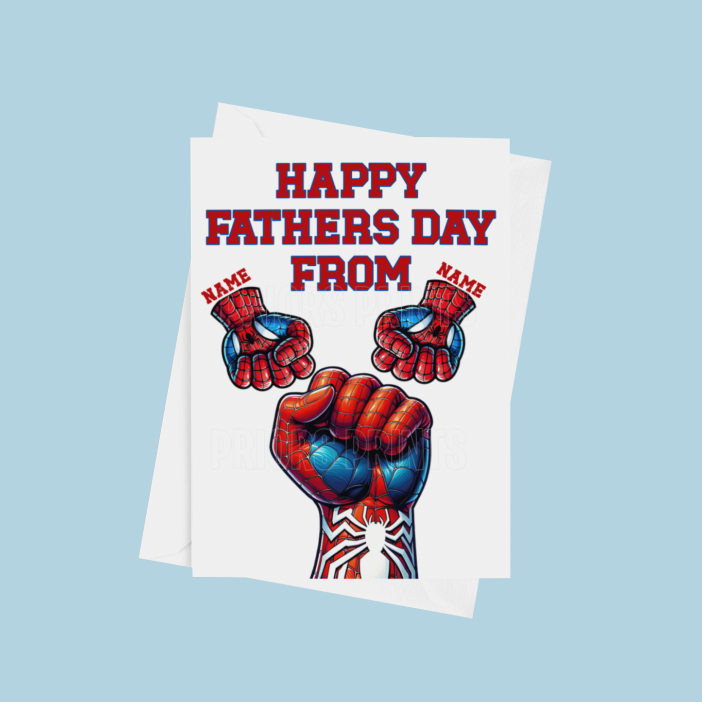 Personalised Spiderman Fist Fathers Day Card for up to 5 Children
