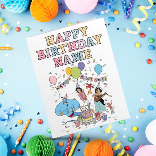 Mixed Disney Characters Personalised Birthday Card I Aladdin I Beauty & The Beast I Cars I Stitch I Princess I Mickey I Inside Out I Spidey