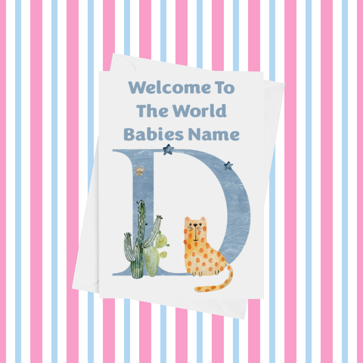 Welcome To The World Animals Personalised Card for New Baby in Blue
