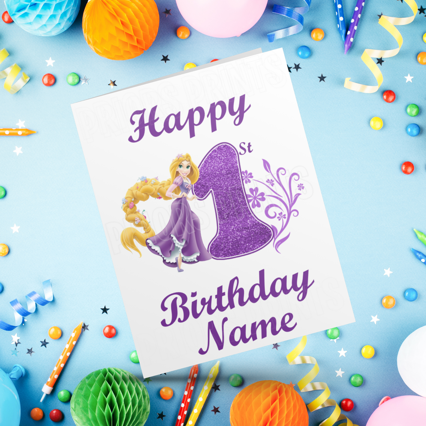 Personalised Rapunzel Birthday Card with age 1-9 I Disney I Tangled I Princess