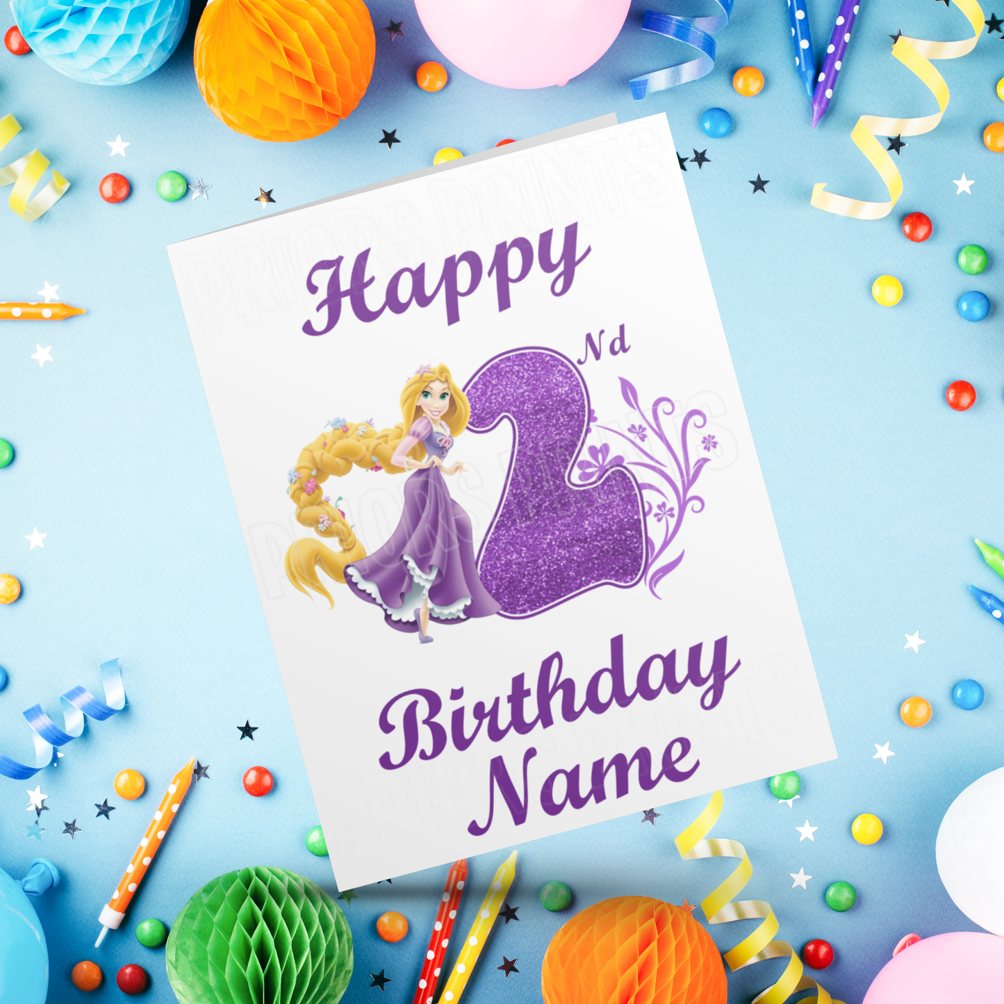Personalised Rapunzel Birthday Card with age 1-9 I Disney I Tangled I Princess
