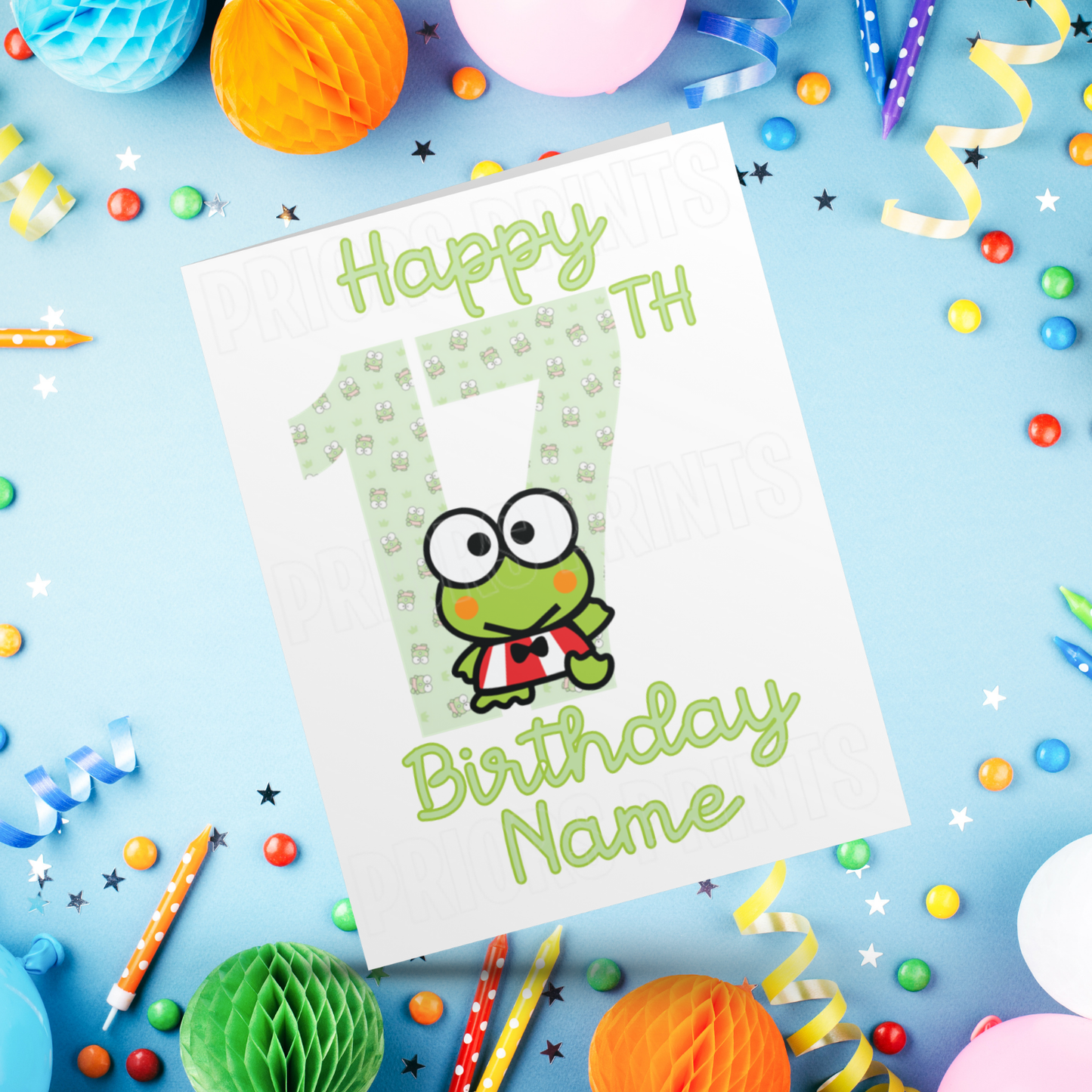 Personalised Keroppi Birthday Card with Age 1-20 Years (Sanrio- Hello Kitty & Friends)