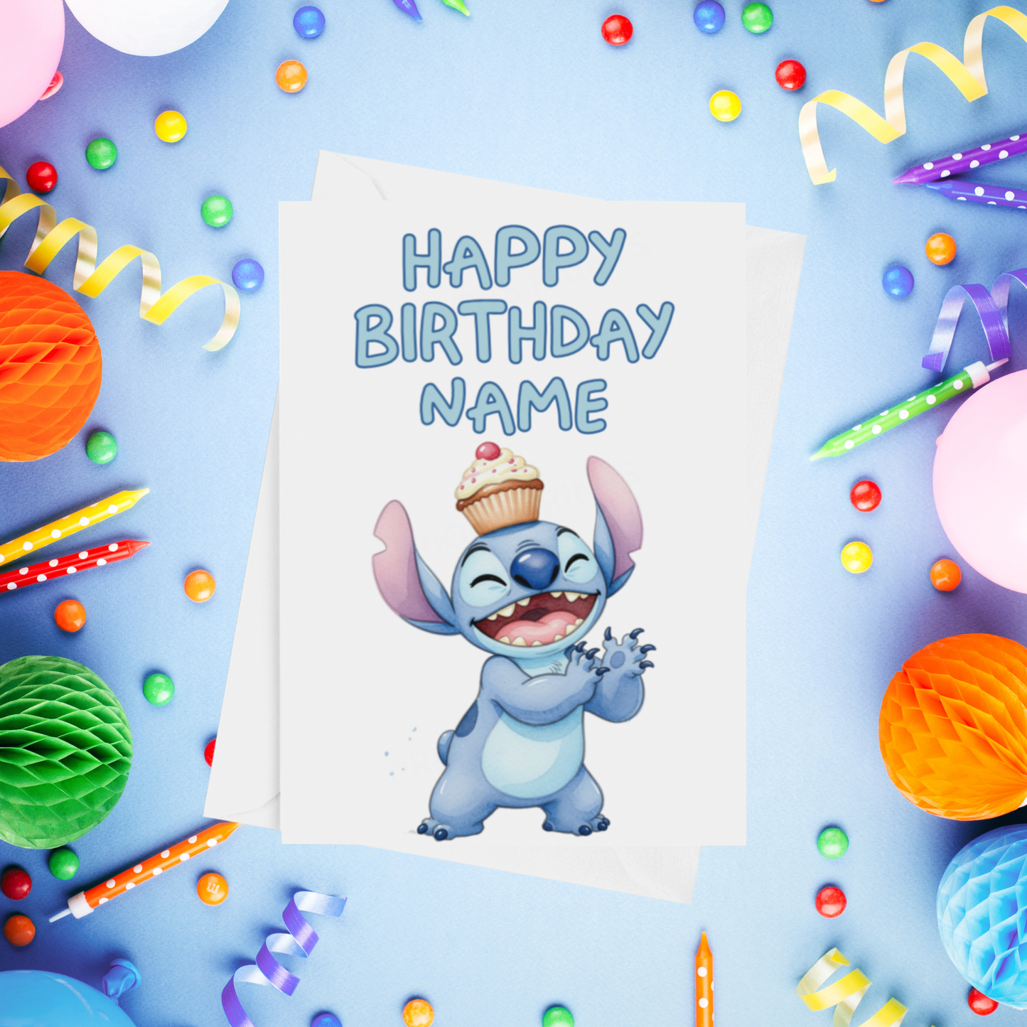 Angel, Lilo & Stitch Personalised Birthday Card