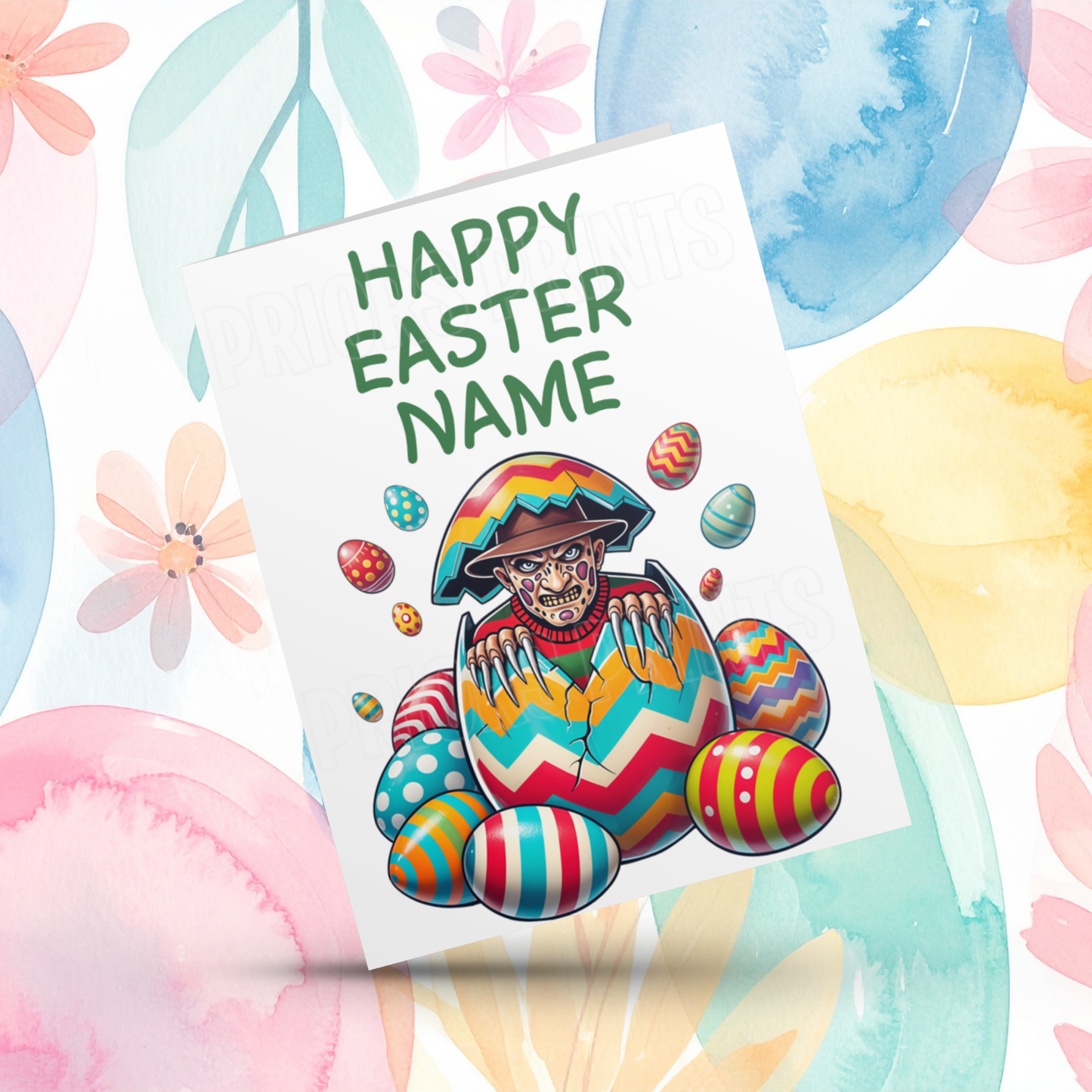 Mixed Characters in Easter Egg Personalised Easter Card- Listing 1
