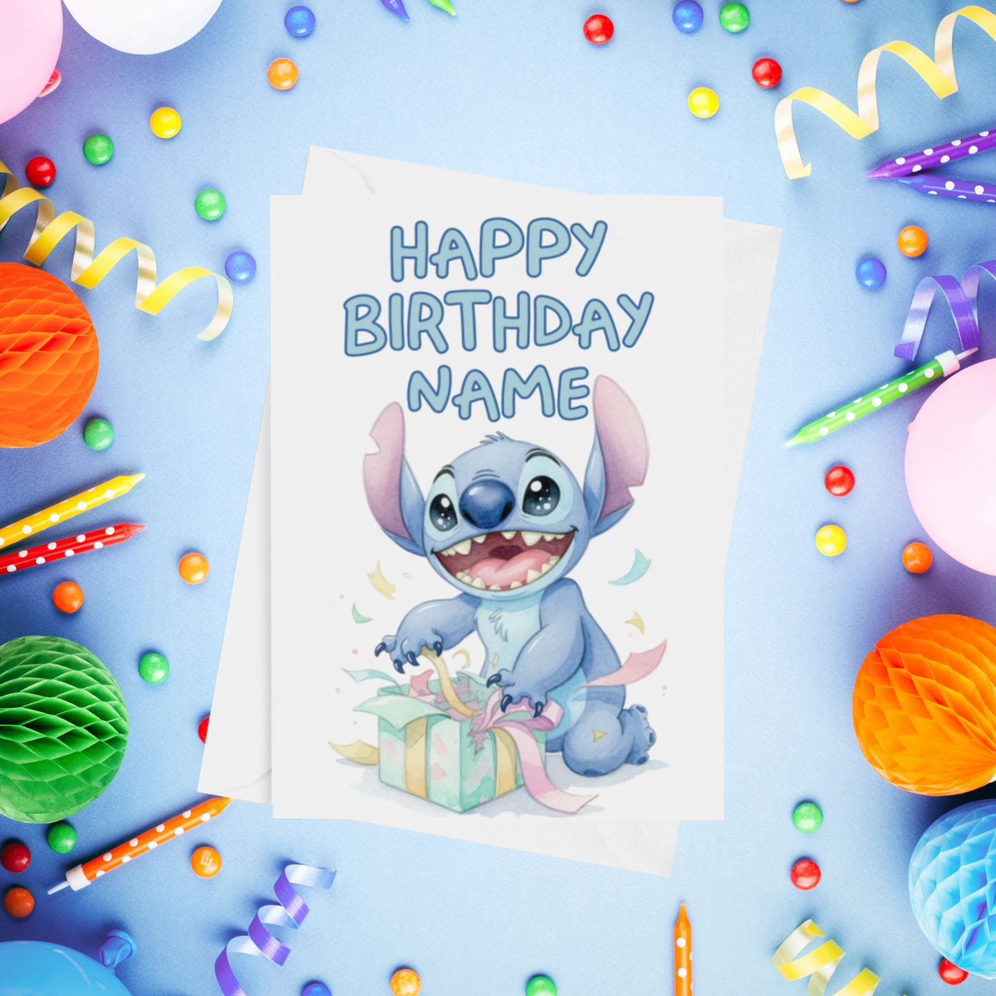 Angel, Lilo & Stitch Personalised Birthday Card
