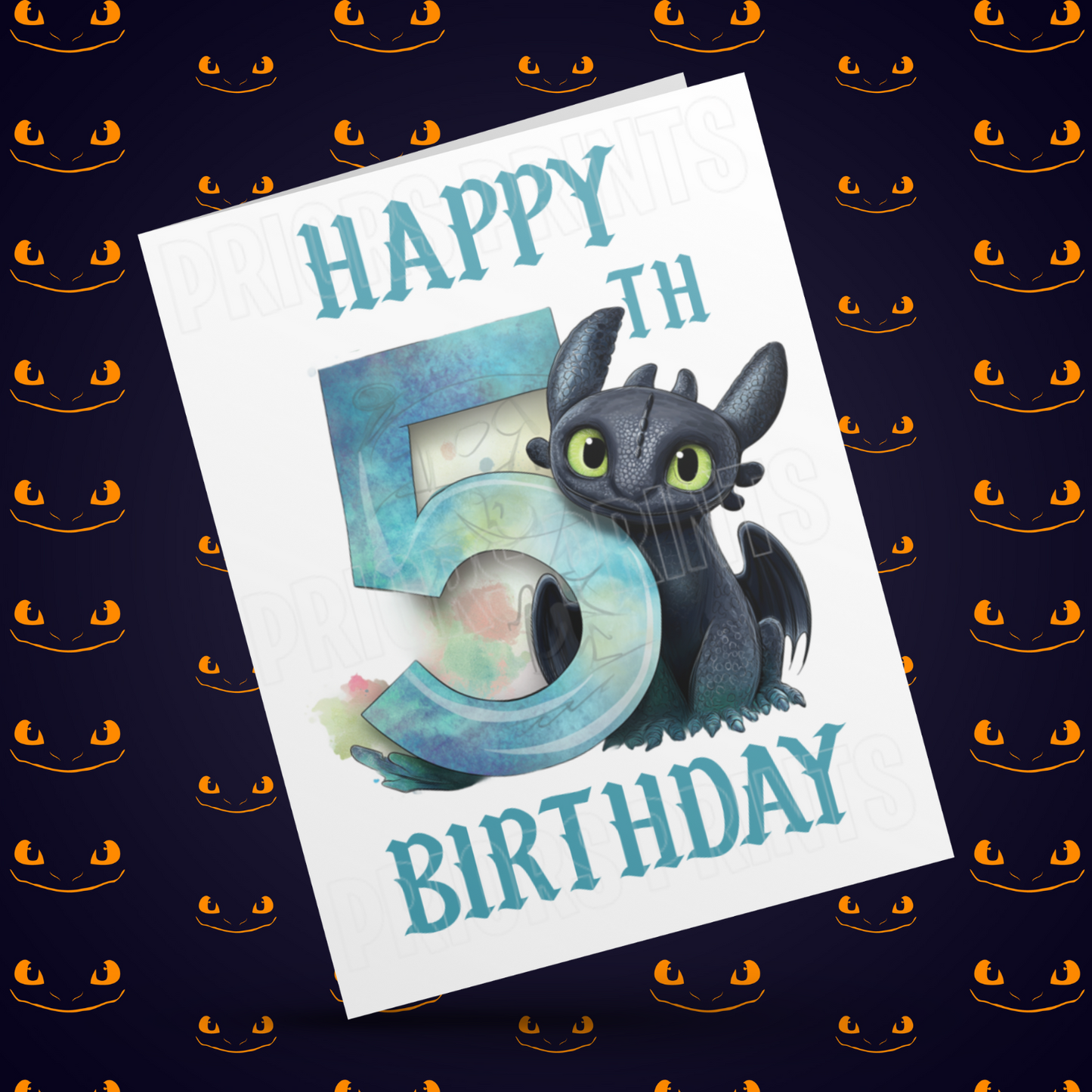 Personalised Toothless Birthday Card with Age 1-20 Years (How To Train Your Dragon)
