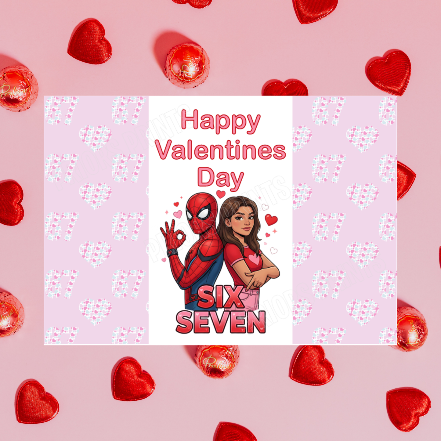 Six Seven Character Valentines Day Chocolate Bar Wrapper I Stitch I Angel I Mickey I Minnie I Spiderman I Elsa I Aladdin I Daisy I Beauty & The Beast I 67 I Sixseven