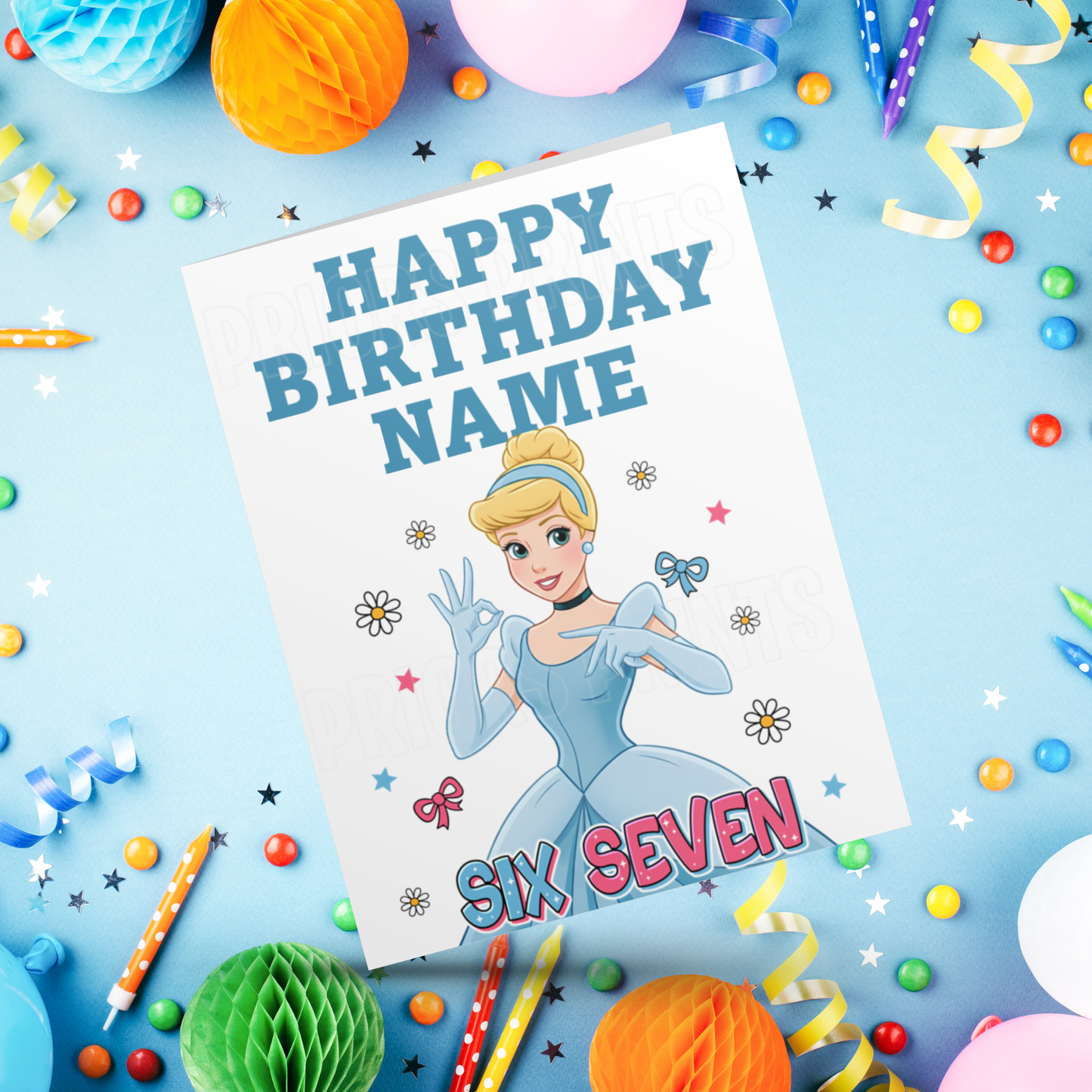 Princess Six Seven Personalised Birthday Card I Disney