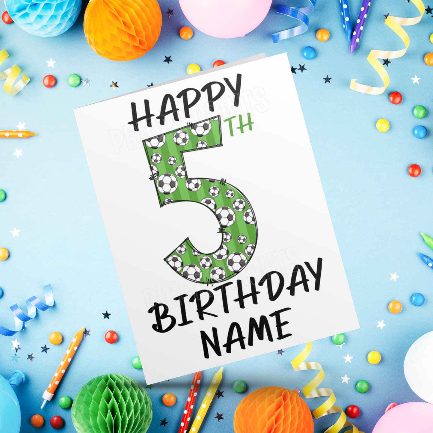 Personalised Green Football Birthday Card with age 1-20
