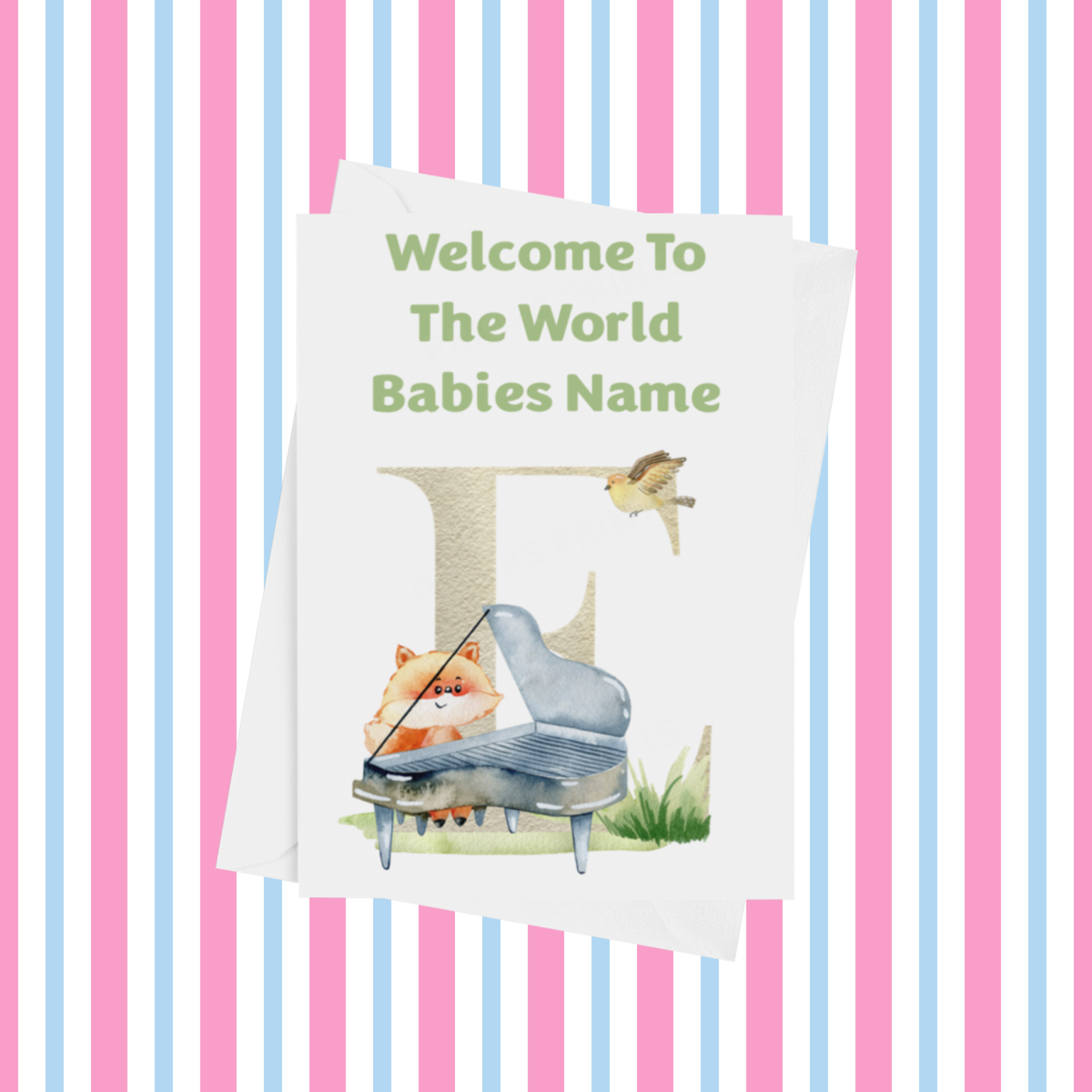 Welcome To The World Music Animals Personalised Card for New Baby