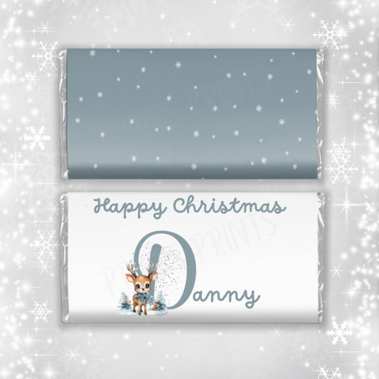 Personalised Reindeer Christmas Chocolate Bar Wrapper