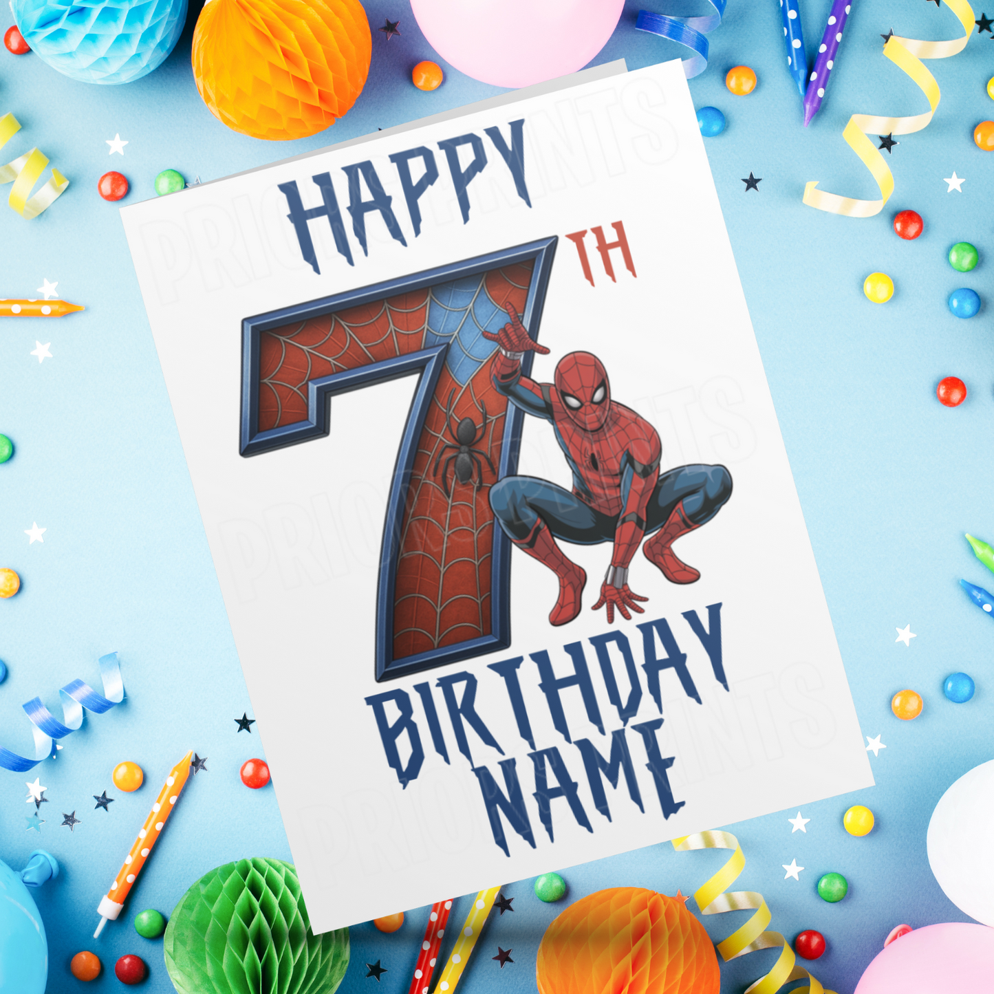 Personalised Spiderman Birthday Card with Age 3-13 Years (Marvel)