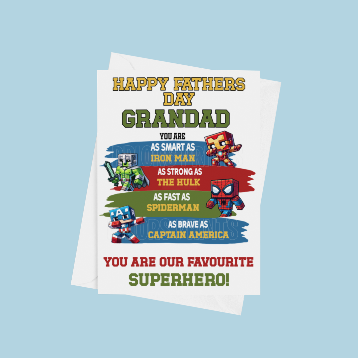 Favourite Superhero Fathers Day Card for Dad, Daddy, Grandad, ect or any other family member