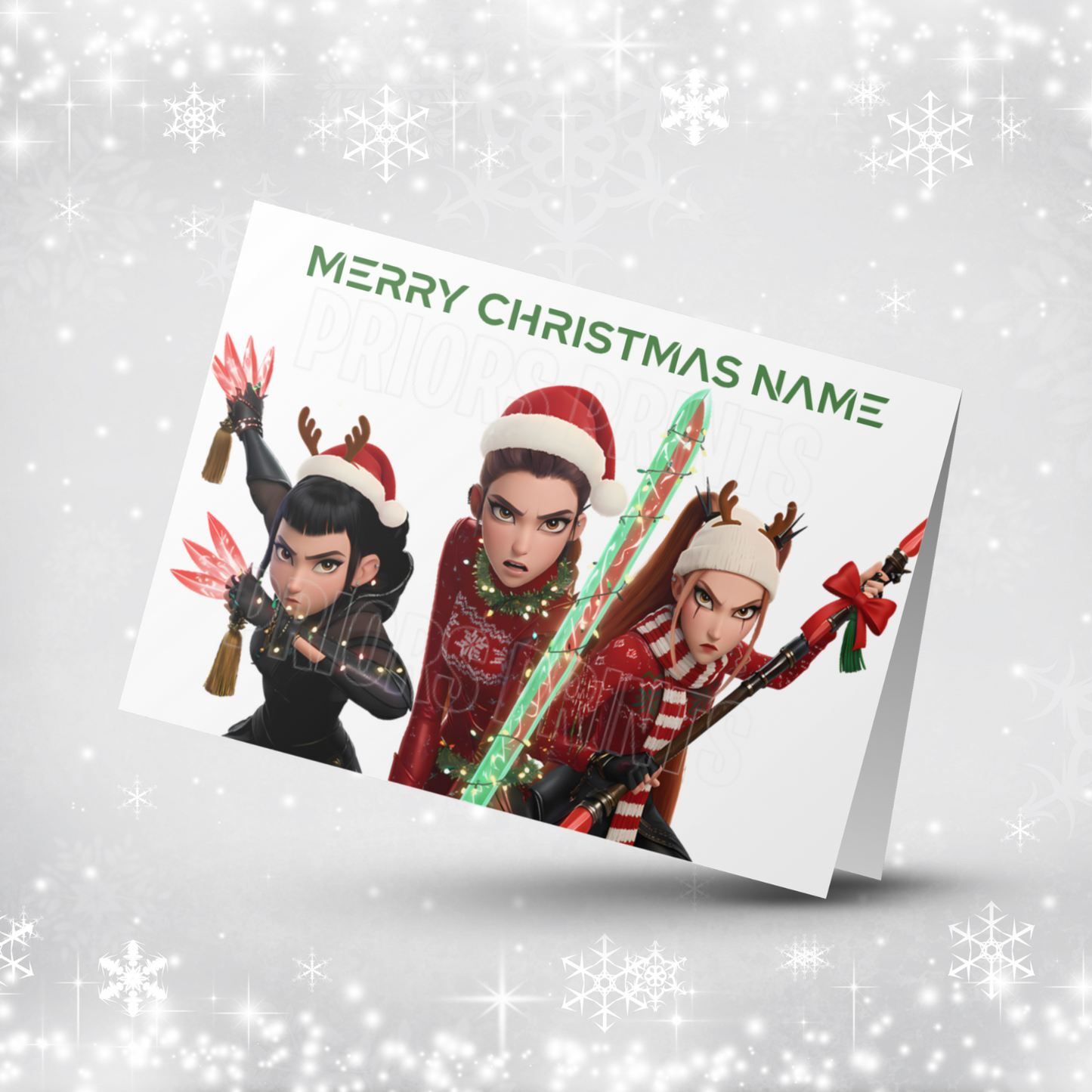K Pop Demon Hunters Personalised Christmas Card NEW