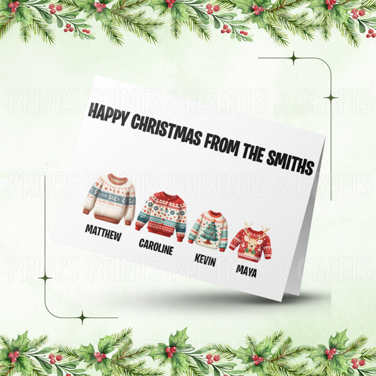 Personalised Jumper Family Christmas Card