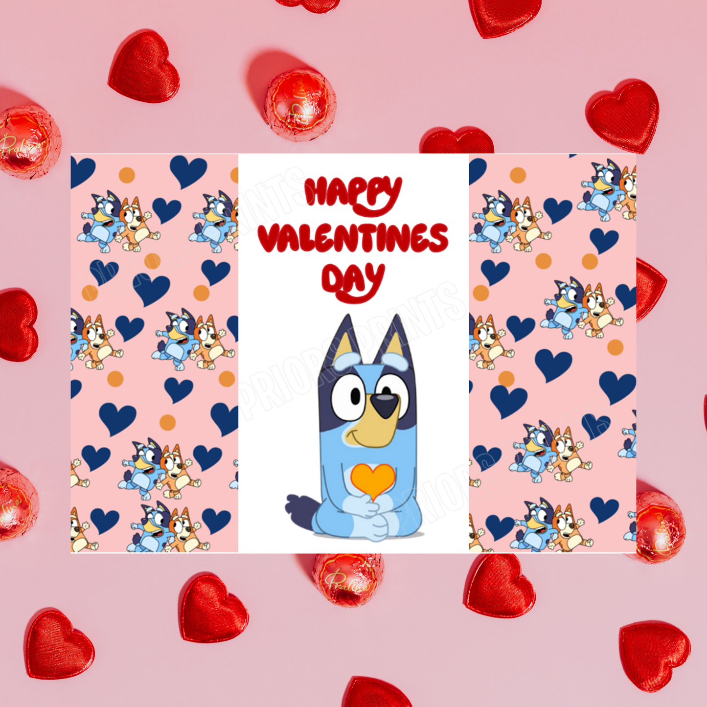 Bluey Valentines Chocolate Bar Wrapper