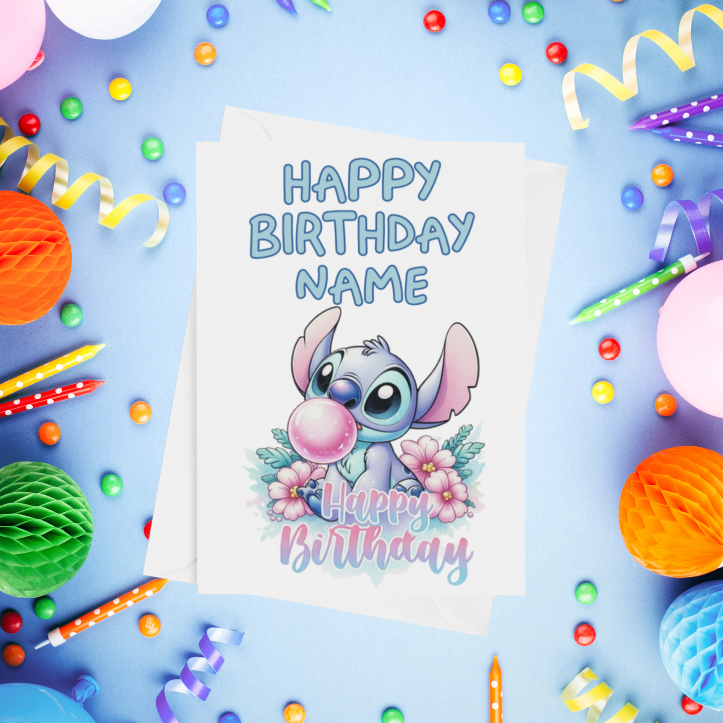 Angel, Lilo & Stitch Personalised Birthday Card