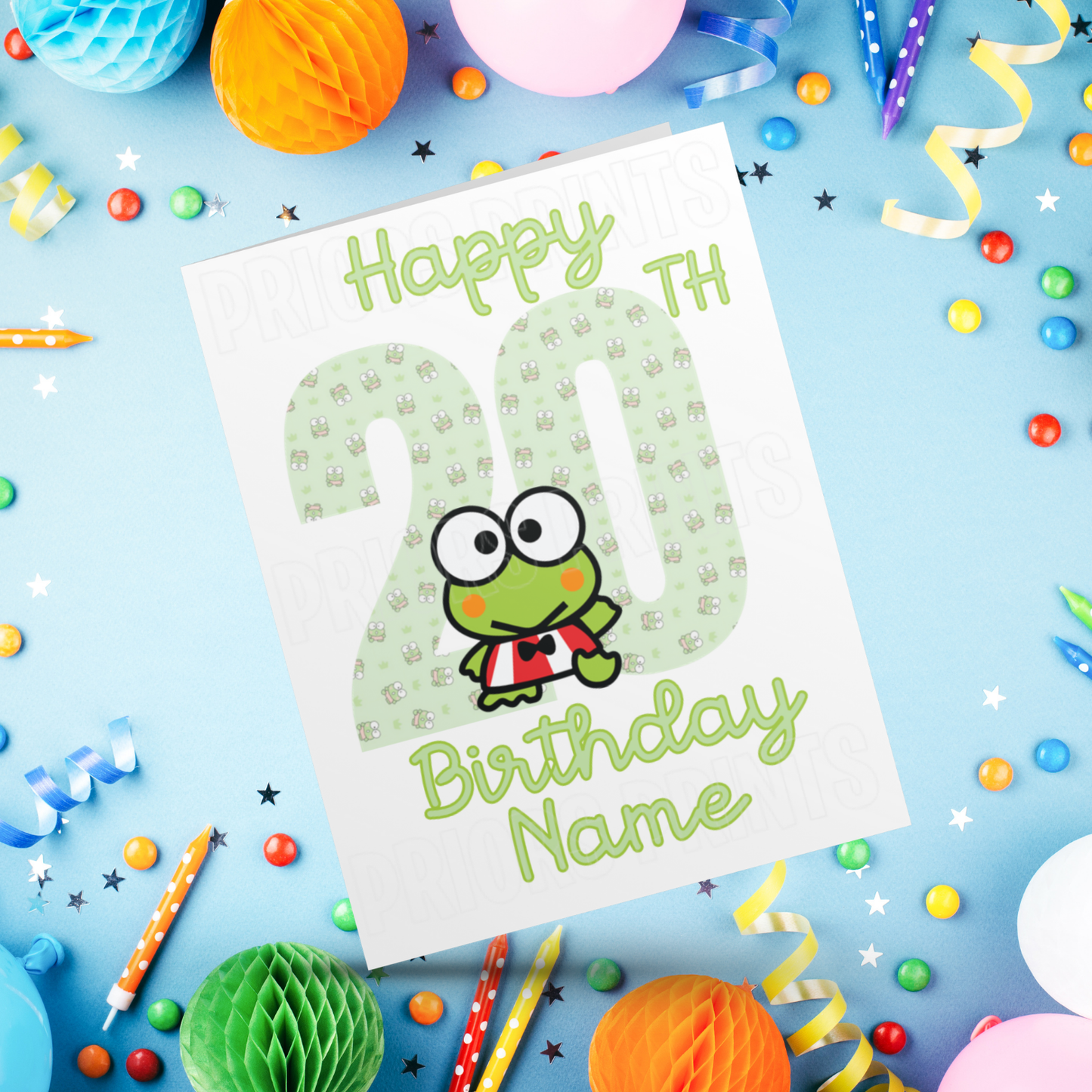 Personalised Keroppi Birthday Card with Age 1-20 Years (Sanrio- Hello Kitty & Friends)