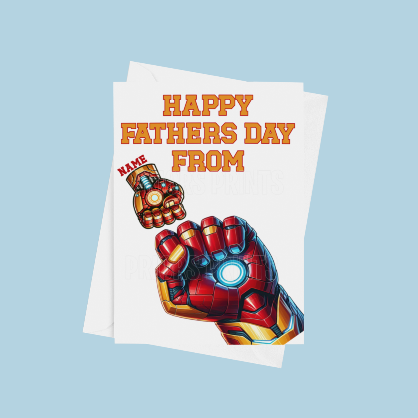 Personalised Iron Man Fist Fathers Day Card for up to 5 Children