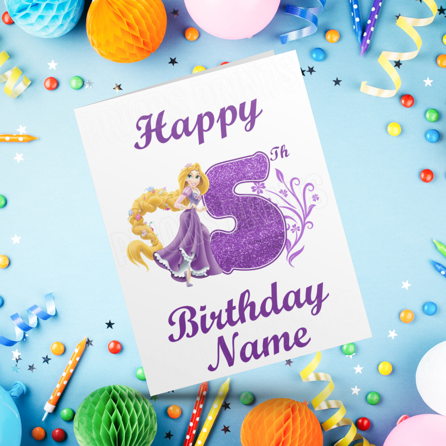 Personalised Rapunzel Birthday Card with age 1-9 I Disney I Tangled I Princess