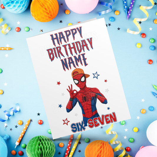Six Seven Superhero Personalised Birthday Card I 67 I 6 7 I Sixseven I Marvel