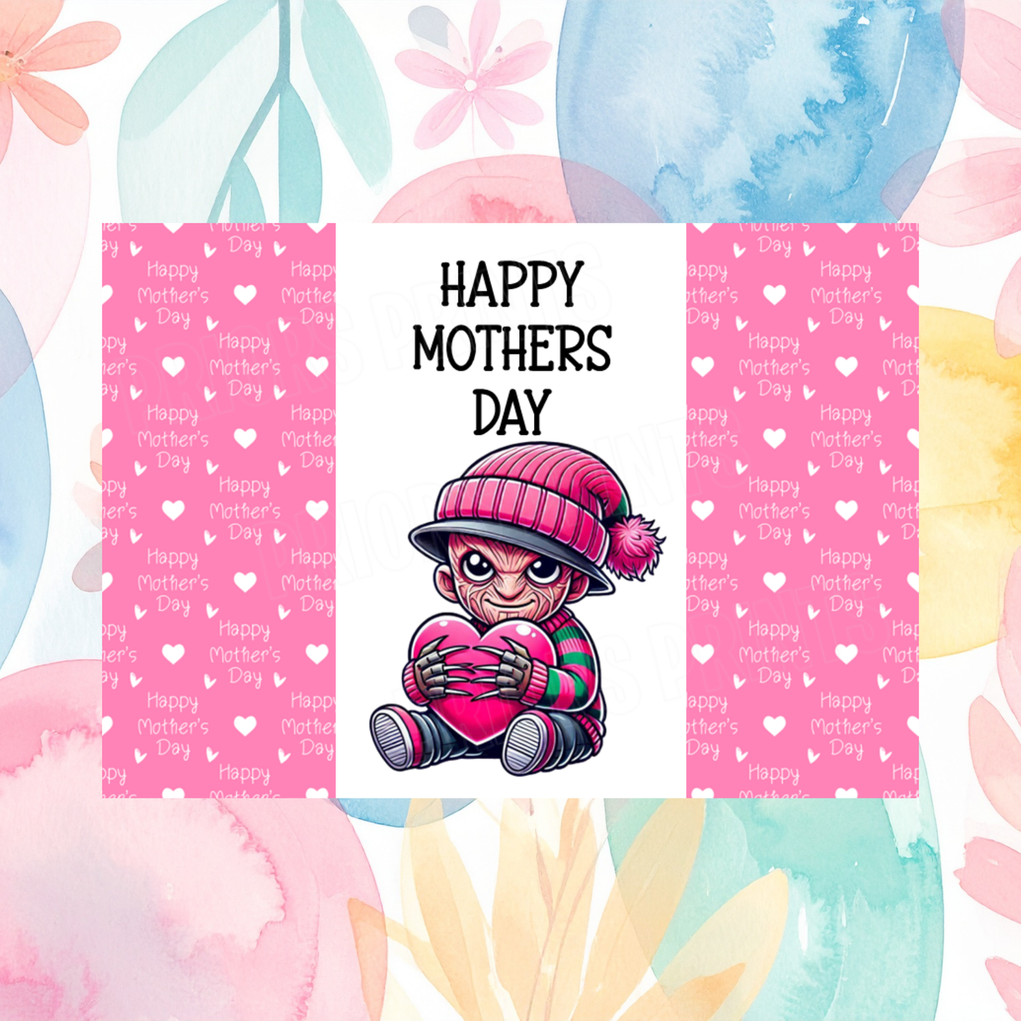 Characters with Pink Heart Happy Mothers Day Chocolate Bar Wrapper